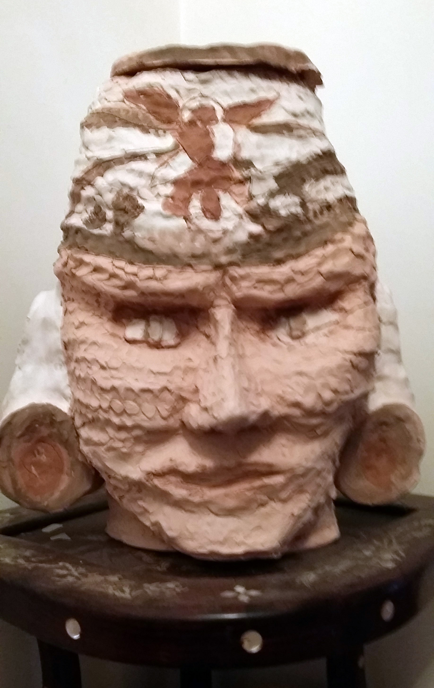 Peruvian Shaman, replica 5th c., raku clay,15"×9"×5" by Valerie Lee
