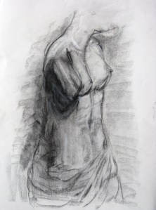 Romanesque Semi Nude Charcoal 18 x 24