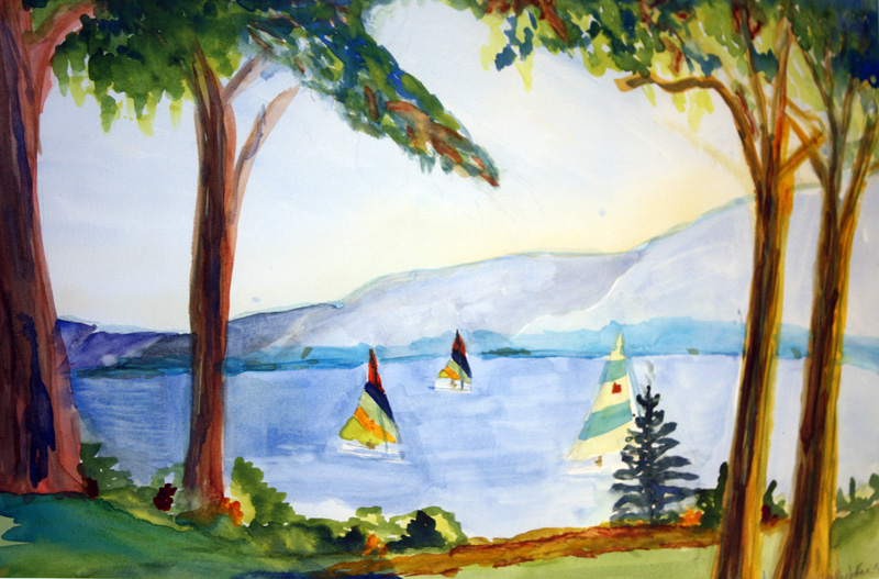 Tacking on Silver Bay, Lake George by Valerie Lee