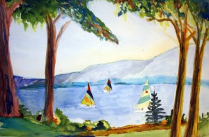 Tacking on Silver Bay, Lake George by Valerie Lee