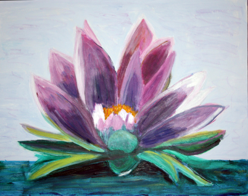 Unfolding, Floating, Lavender Lotus by Valerie Lee