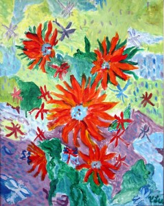 Val's Van Gogh Orange Flowers by Valerie Lee