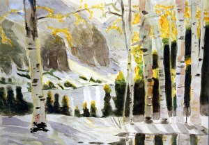 Western Mountain Ponds and Birches by Valerie Lee